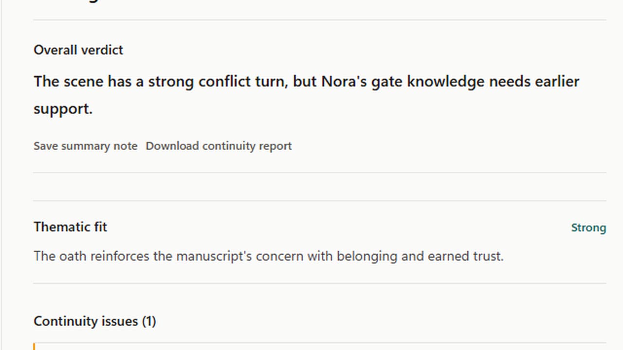 LoreVia editorial review with manuscript findings connected to revision decisions